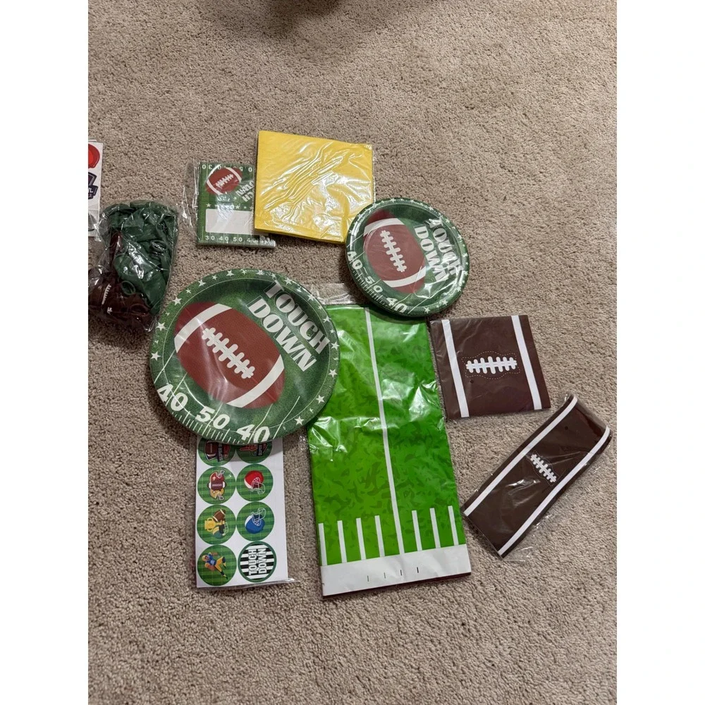 Football Party‎ Supplies Pack Plates Cups Napkins Decorations Game Day Bash